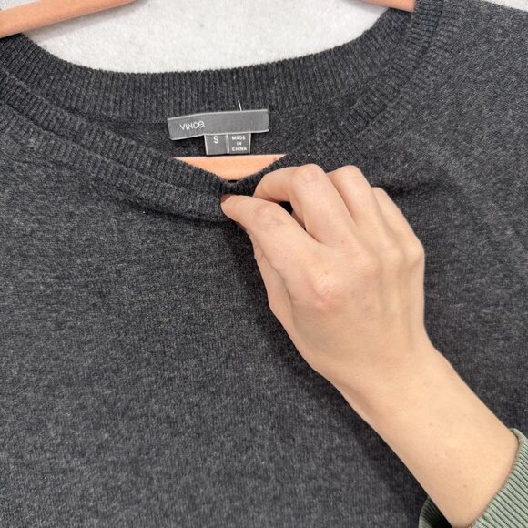 Vince Sweater Womens Small Charcoal Gray Wool Crewneck Raglan Sleeve Pullover - Picture 4 of 8
